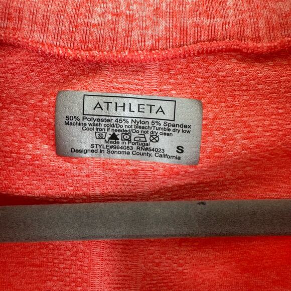 Athleta Pink Coral Salmon Mock Neck Lightweight 1/4 Zip Stretchy Pullover Size S - Picture 6 of 6
